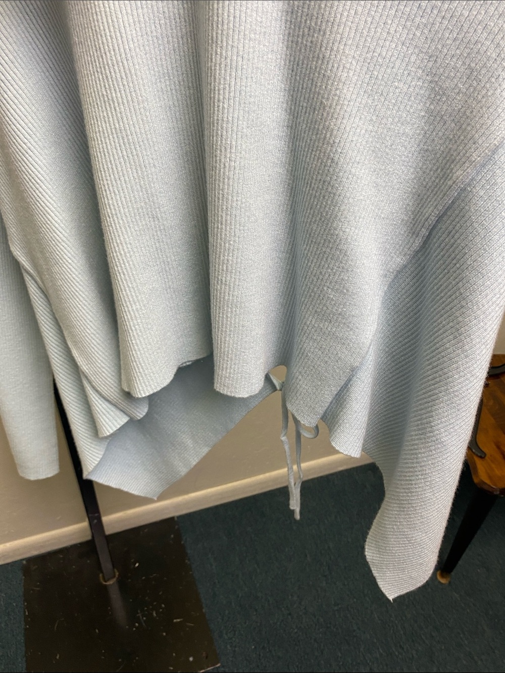 Listicle Pale Blue Scoop Neck Ribbed Hem Drawstring Top - Picture 6 of 9